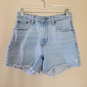 Abercrombie & Fitch The Dad Cutoff Short Womens 27 Blue High Rise Stretch Denim